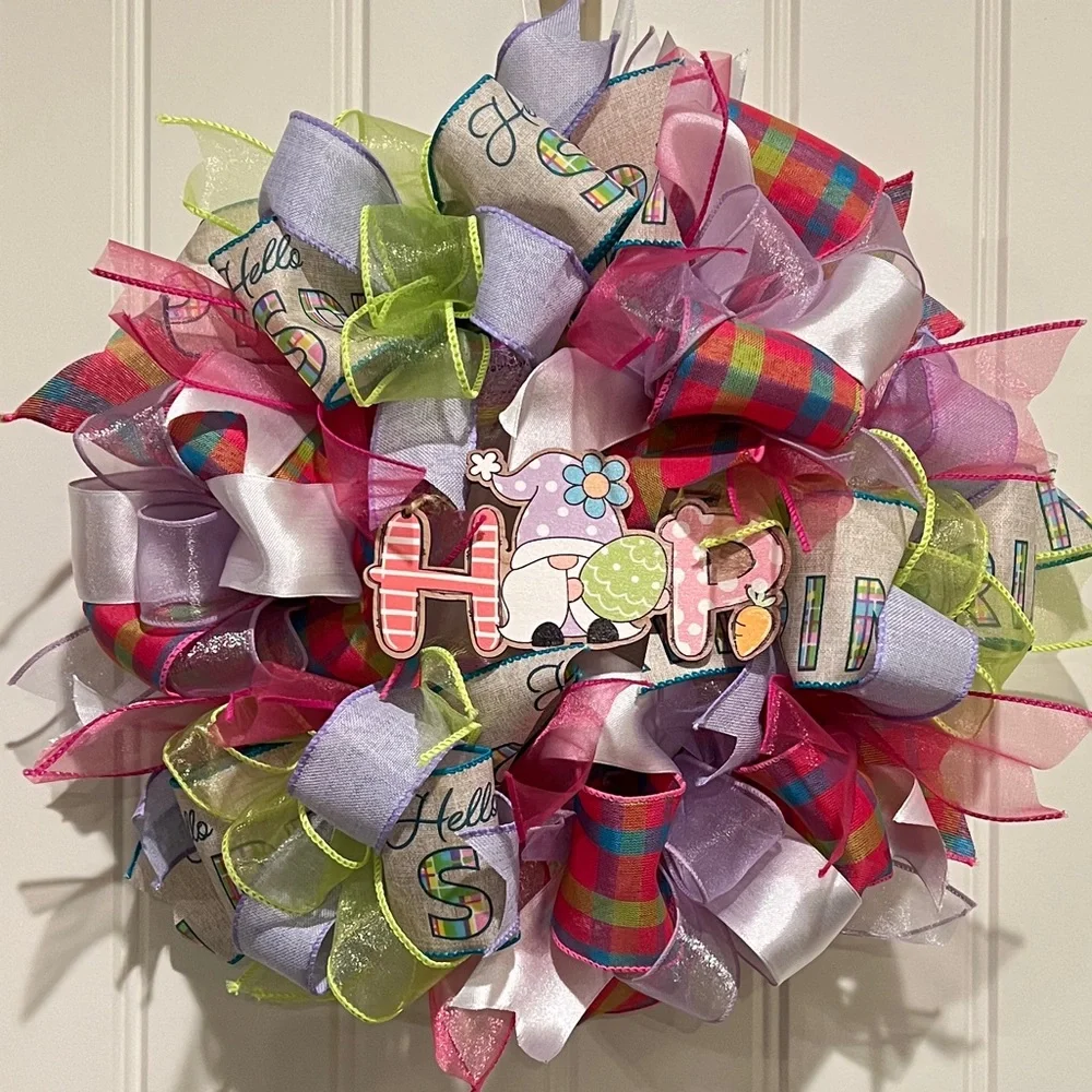 13” Easter Ribbon Wreath 